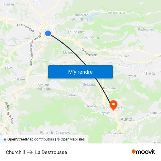 Churchill to La Destrousse map