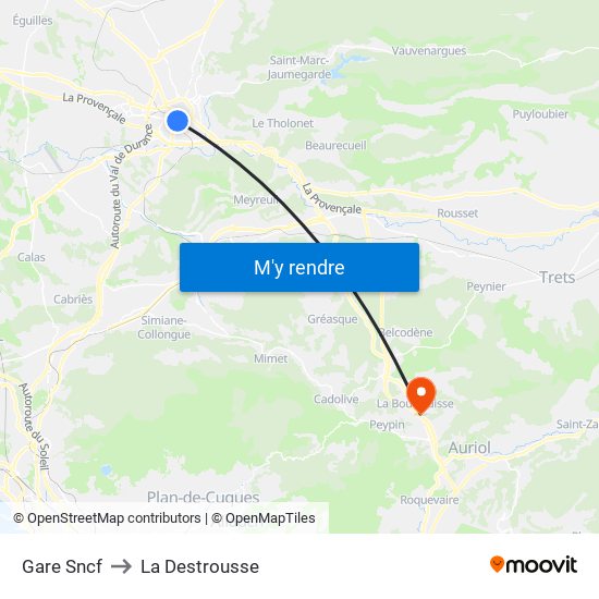 Gare Sncf to La Destrousse map