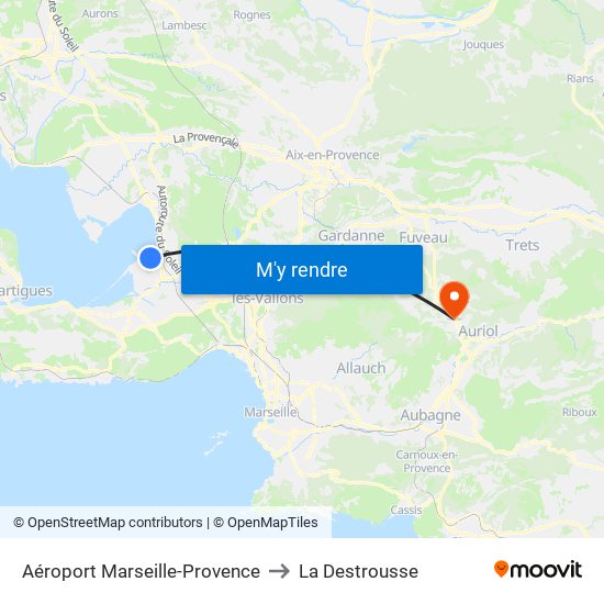 Aéroport Marseille-Provence to La Destrousse map