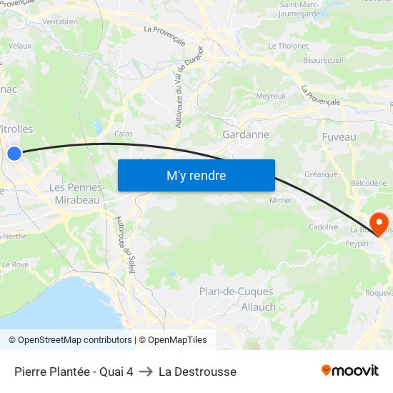 Pierre Plantée - Quai 4 to La Destrousse map