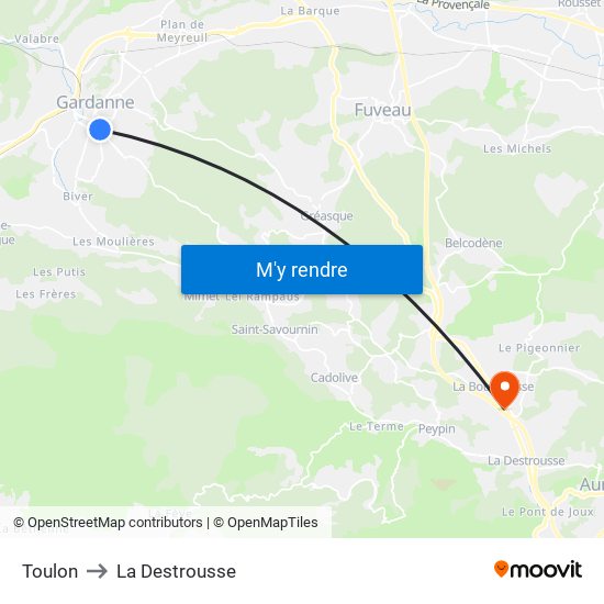 Toulon to La Destrousse map