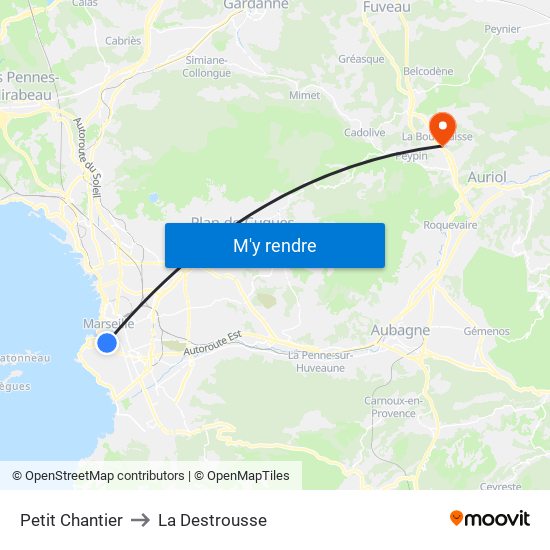 Petit Chantier to La Destrousse map