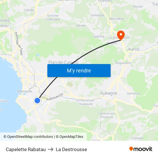 Capelette Rabatau to La Destrousse map