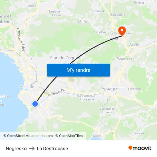 Négresko to La Destrousse map