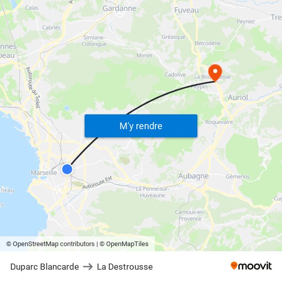 Duparc Blancarde to La Destrousse map