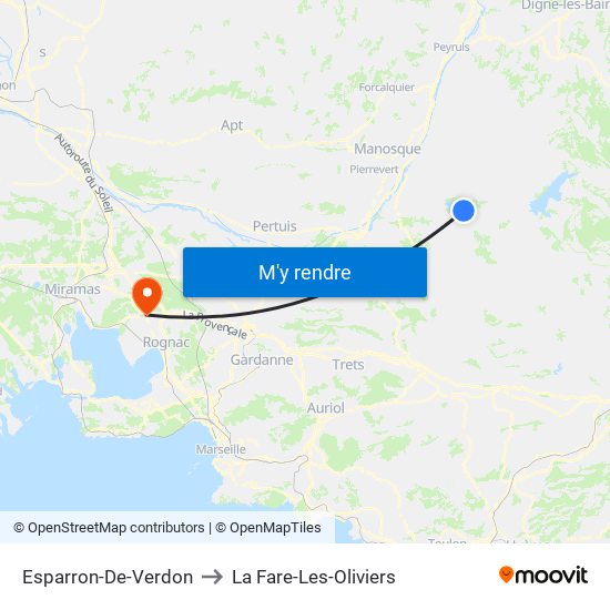 Esparron-De-Verdon to La Fare-Les-Oliviers map