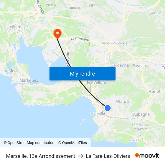 Marseille, 13e Arrondissement to La Fare-Les-Oliviers map