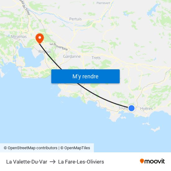 La Valette-Du-Var to La Fare-Les-Oliviers map