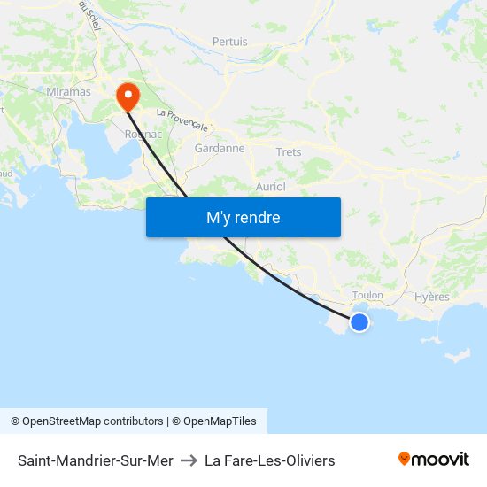 Saint-Mandrier-Sur-Mer to La Fare-Les-Oliviers map