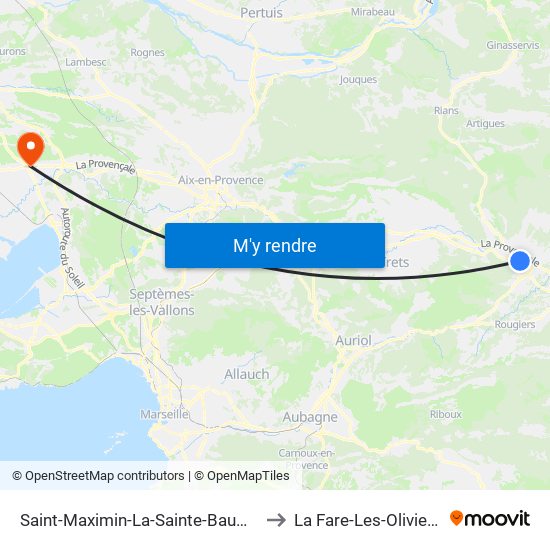 Saint-Maximin-La-Sainte-Baume to La Fare-Les-Oliviers map