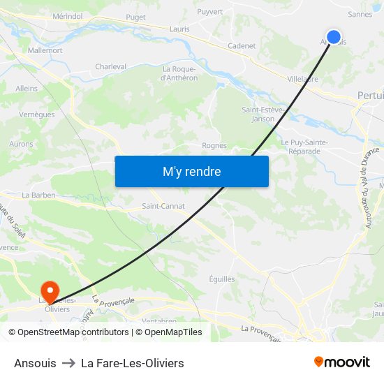 Ansouis to La Fare-Les-Oliviers map