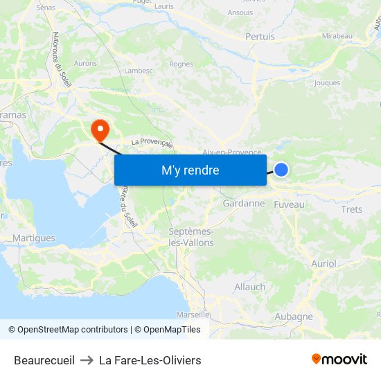 Beaurecueil to La Fare-Les-Oliviers map