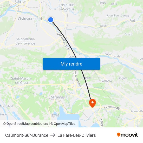 Caumont-Sur-Durance to La Fare-Les-Oliviers map