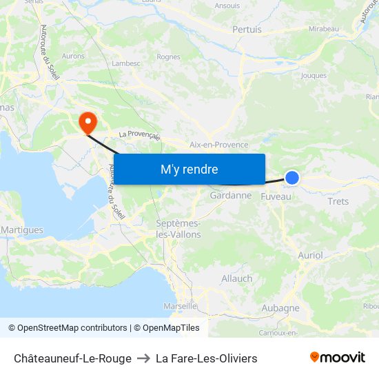 Châteauneuf-Le-Rouge to La Fare-Les-Oliviers map