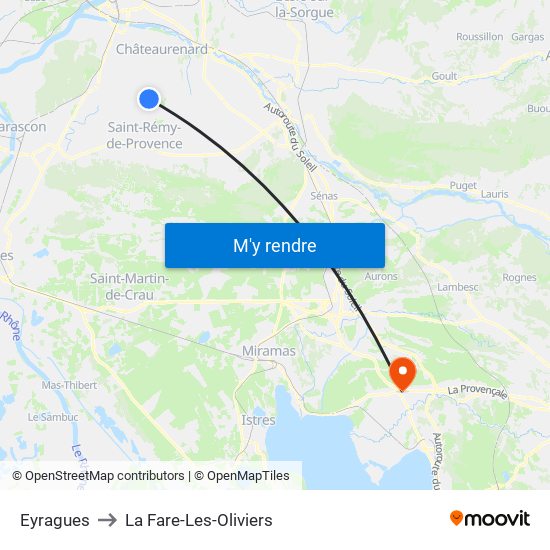 Eyragues to La Fare-Les-Oliviers map