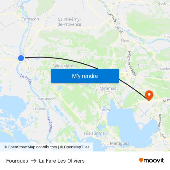Fourques to La Fare-Les-Oliviers map