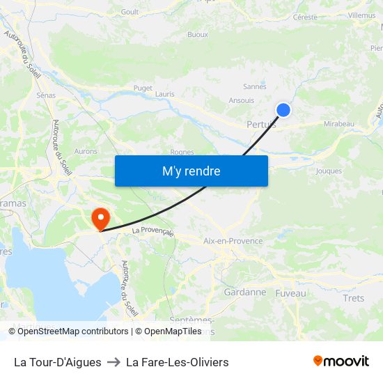 La Tour-D'Aigues to La Fare-Les-Oliviers map