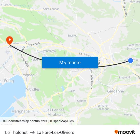 Le Tholonet to La Fare-Les-Oliviers map
