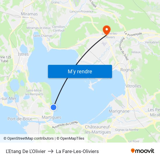 L'Etang De L'Olivier to La Fare-Les-Oliviers map