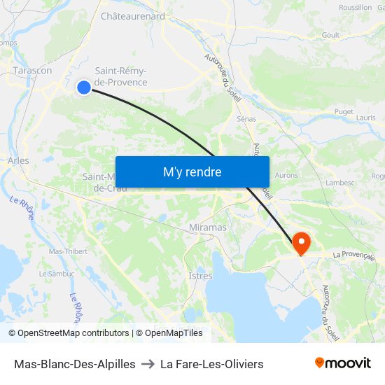 Mas-Blanc-Des-Alpilles to La Fare-Les-Oliviers map