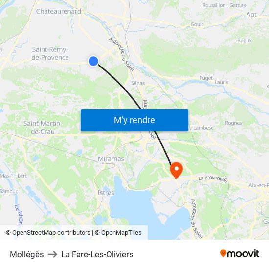 Mollégès to La Fare-Les-Oliviers map