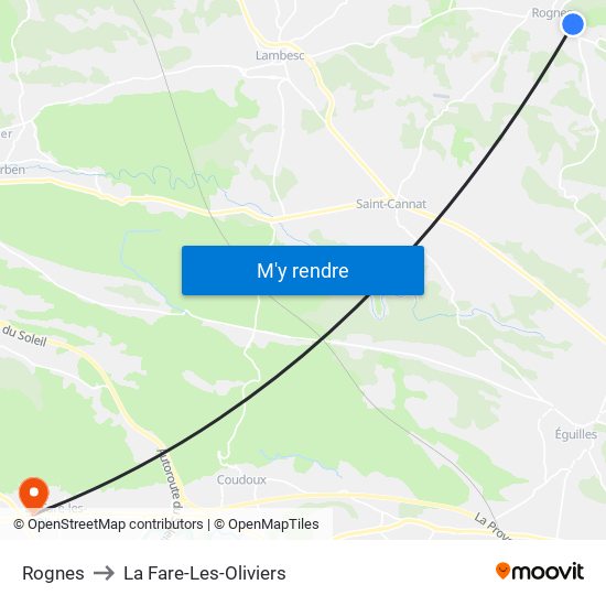 Rognes to La Fare-Les-Oliviers map