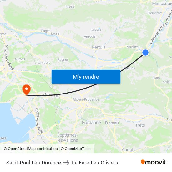 Saint-Paul-Lès-Durance to La Fare-Les-Oliviers map