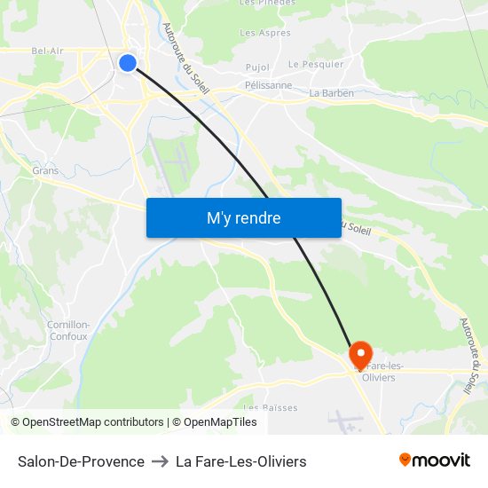 Salon-De-Provence to La Fare-Les-Oliviers map