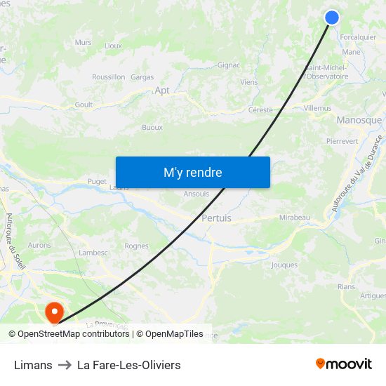 Limans to La Fare-Les-Oliviers map