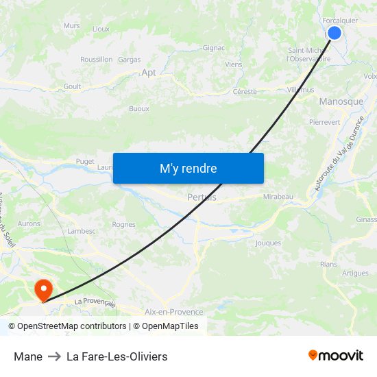 Mane to La Fare-Les-Oliviers map
