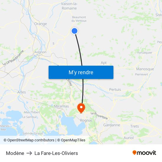 Modène to La Fare-Les-Oliviers map