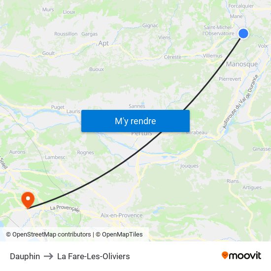 Dauphin to La Fare-Les-Oliviers map