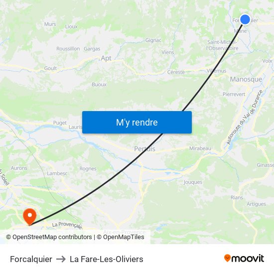 Forcalquier to La Fare-Les-Oliviers map