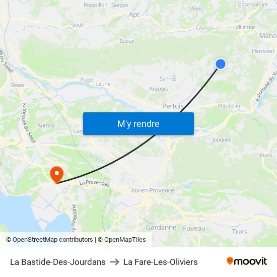 La Bastide-Des-Jourdans to La Fare-Les-Oliviers map