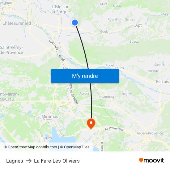 Lagnes to La Fare-Les-Oliviers map