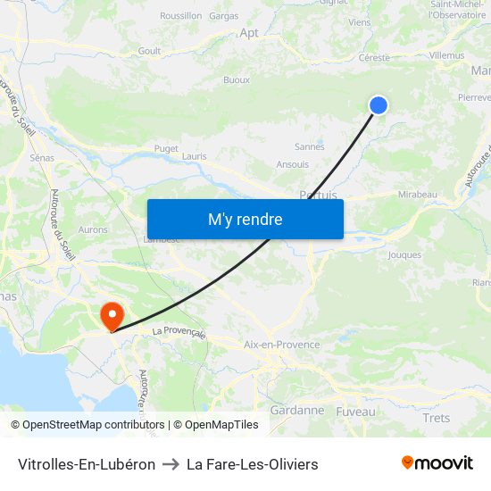 Vitrolles-En-Lubéron to La Fare-Les-Oliviers map