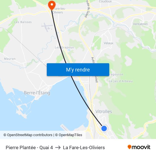Pierre Plantée - Quai 4 to La Fare-Les-Oliviers map