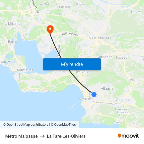 Métro Malpassé to La Fare-Les-Oliviers map