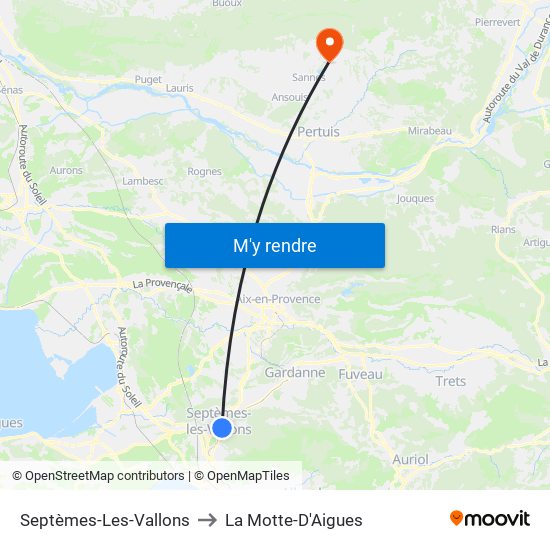 Septèmes-Les-Vallons to La Motte-D'Aigues map