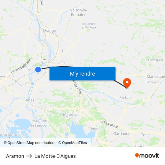 Aramon to La Motte-D'Aigues map