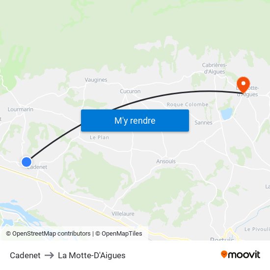 Cadenet to La Motte-D'Aigues map