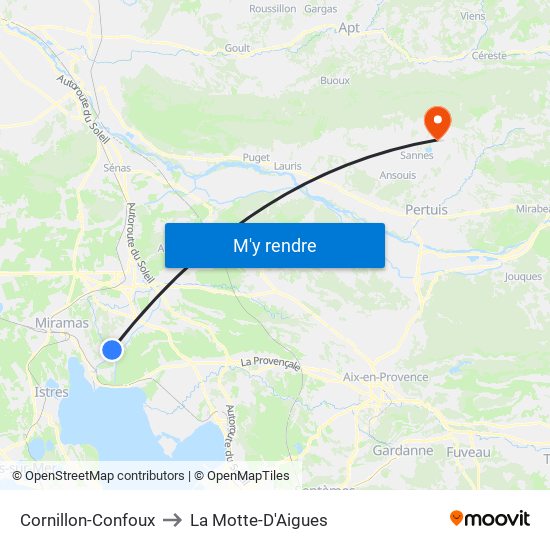 Cornillon-Confoux to La Motte-D'Aigues map