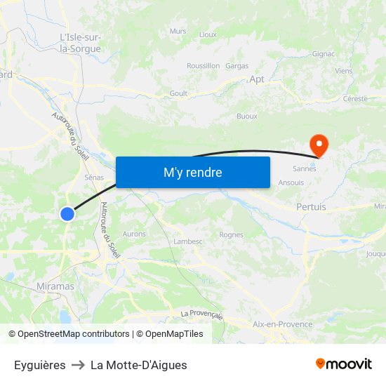 Eyguières to La Motte-D'Aigues map