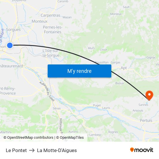 Le Pontet to La Motte-D'Aigues map