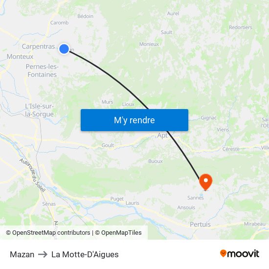 Mazan to La Motte-D'Aigues map