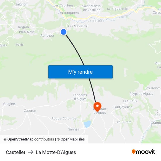 Castellet to La Motte-D'Aigues map