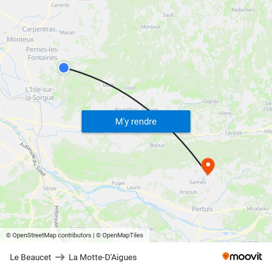 Le Beaucet to La Motte-D'Aigues map