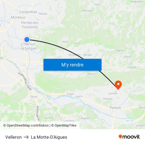 Velleron to La Motte-D'Aigues map