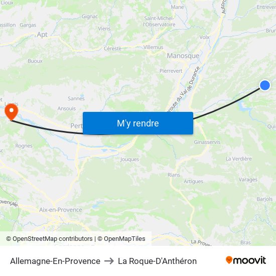 Allemagne-En-Provence to La Roque-D'Anthéron map