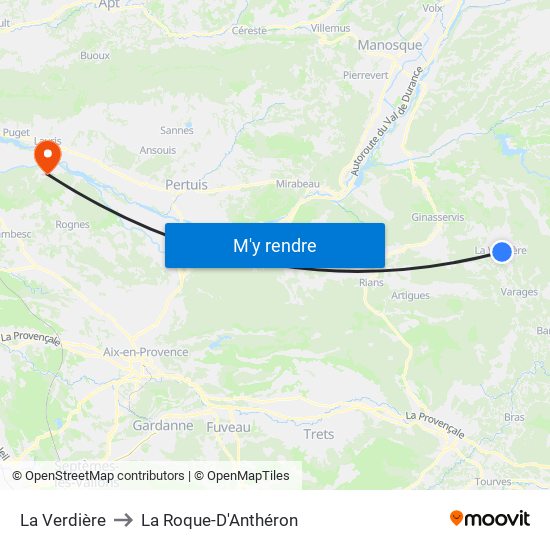 La Verdière to La Roque-D'Anthéron map